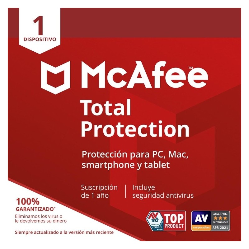 Antivirus McAfee Total Protection 1 Dispositivo - 1 Año